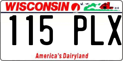 WI license plate 115PLX
