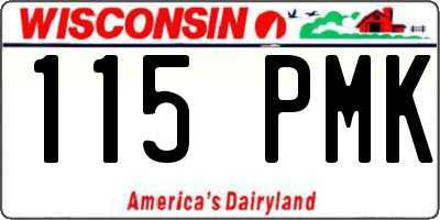 WI license plate 115PMK