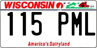 WI license plate 115PML