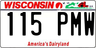 WI license plate 115PMW
