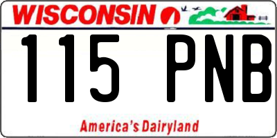 WI license plate 115PNB