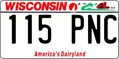 WI license plate 115PNC