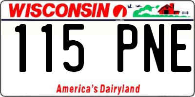 WI license plate 115PNE