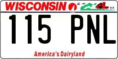 WI license plate 115PNL
