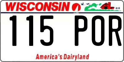 WI license plate 115POR