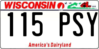 WI license plate 115PSY