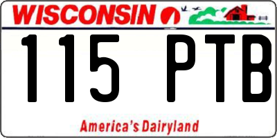 WI license plate 115PTB