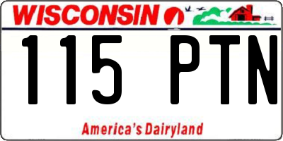 WI license plate 115PTN