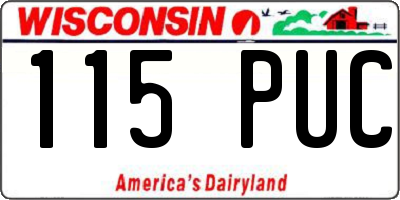 WI license plate 115PUC