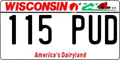 WI license plate 115PUD