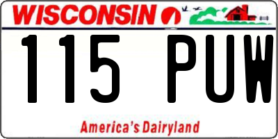 WI license plate 115PUW
