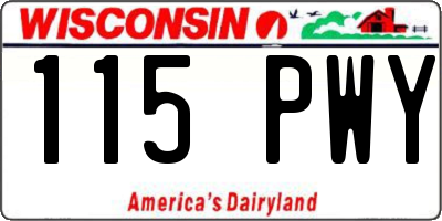WI license plate 115PWY
