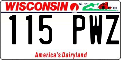 WI license plate 115PWZ