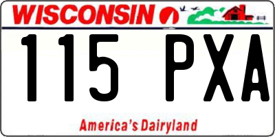 WI license plate 115PXA