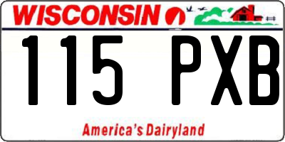 WI license plate 115PXB