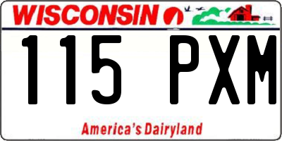 WI license plate 115PXM