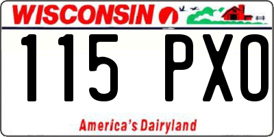 WI license plate 115PXO