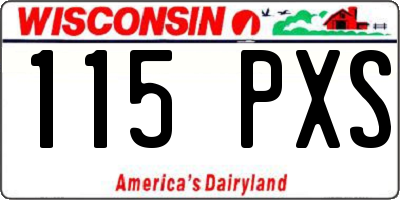 WI license plate 115PXS