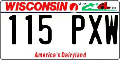 WI license plate 115PXW