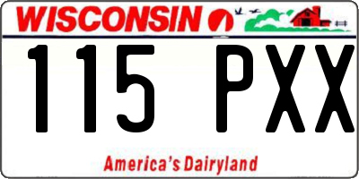 WI license plate 115PXX