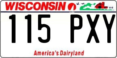 WI license plate 115PXY