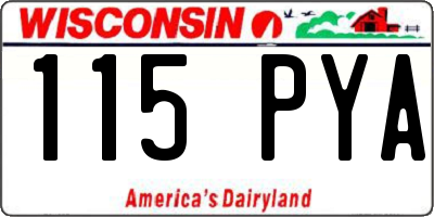 WI license plate 115PYA