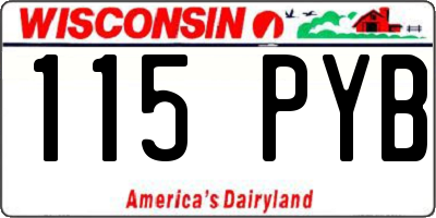 WI license plate 115PYB