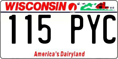WI license plate 115PYC