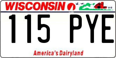 WI license plate 115PYE