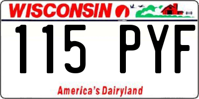 WI license plate 115PYF