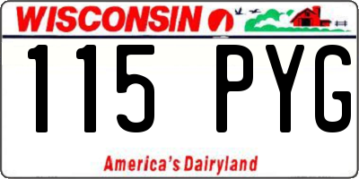 WI license plate 115PYG