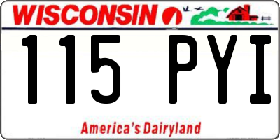 WI license plate 115PYI