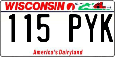 WI license plate 115PYK