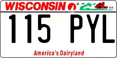 WI license plate 115PYL