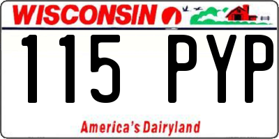 WI license plate 115PYP