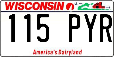 WI license plate 115PYR