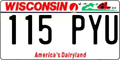 WI license plate 115PYU