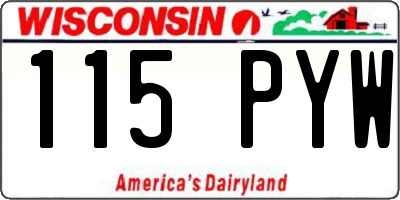 WI license plate 115PYW