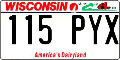WI license plate 115PYX