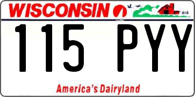 WI license plate 115PYY