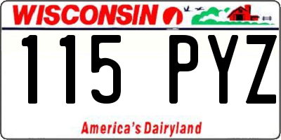 WI license plate 115PYZ