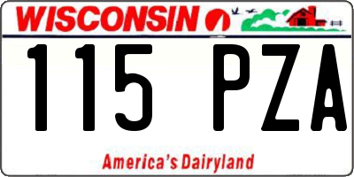 WI license plate 115PZA