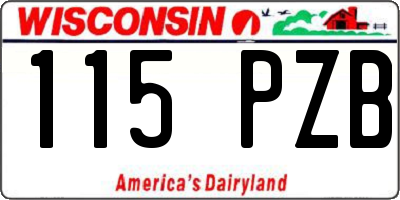 WI license plate 115PZB