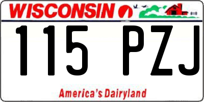 WI license plate 115PZJ