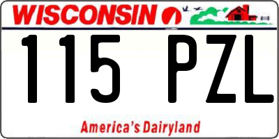 WI license plate 115PZL