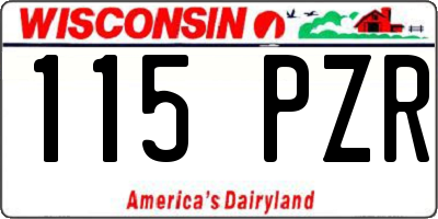 WI license plate 115PZR
