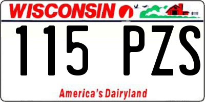 WI license plate 115PZS