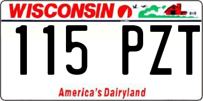 WI license plate 115PZT
