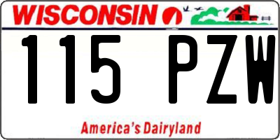 WI license plate 115PZW