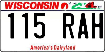 WI license plate 115RAH